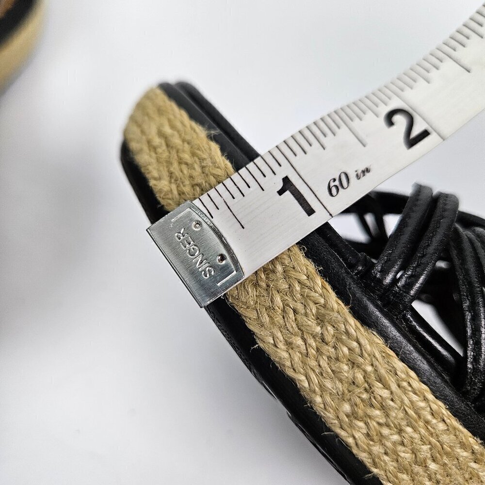 Clarks Artisan Black Leather Strappy Braided Espadrille Wedge Platform Sandal - Picture 10 of 12